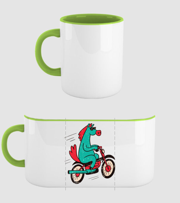 Cal cu bicicletă model verde pe tricou