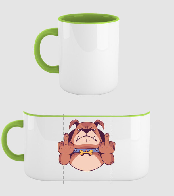 Bulldog arată degetul model verde pe tricou