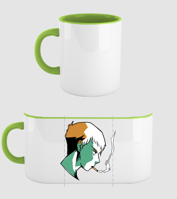 Anime băiat fumător model verde pe tricou
