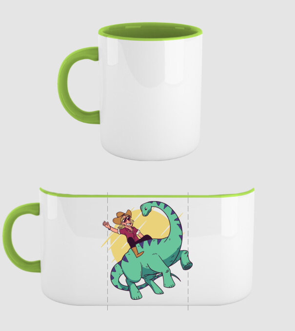 Dinozaur Cowboy model verde pe tricou