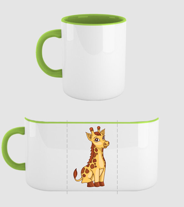 Girafă drăguță model verde pe tricou