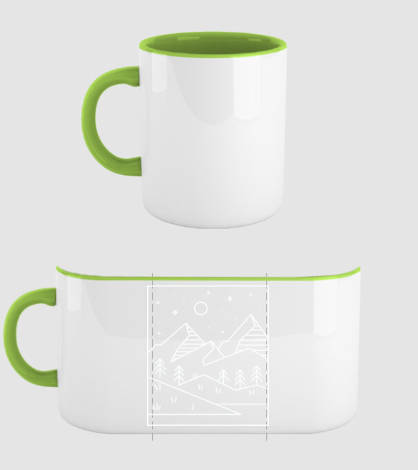 Peisaj geometric model verde pe tricou