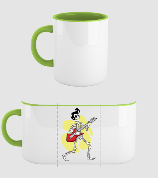 Schelet Elvis cu chitară model verde pe tricou