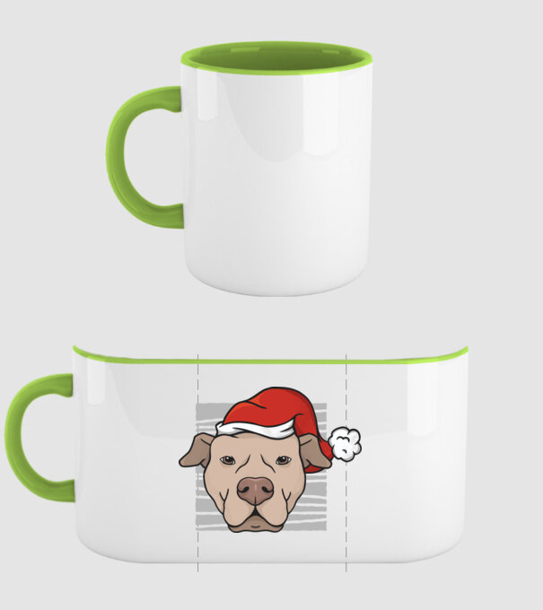 Pitbull de Crăciun model verde pe tricou