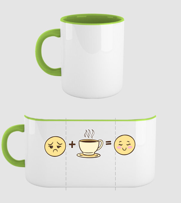 Cafea Fericire model verde pe tricou