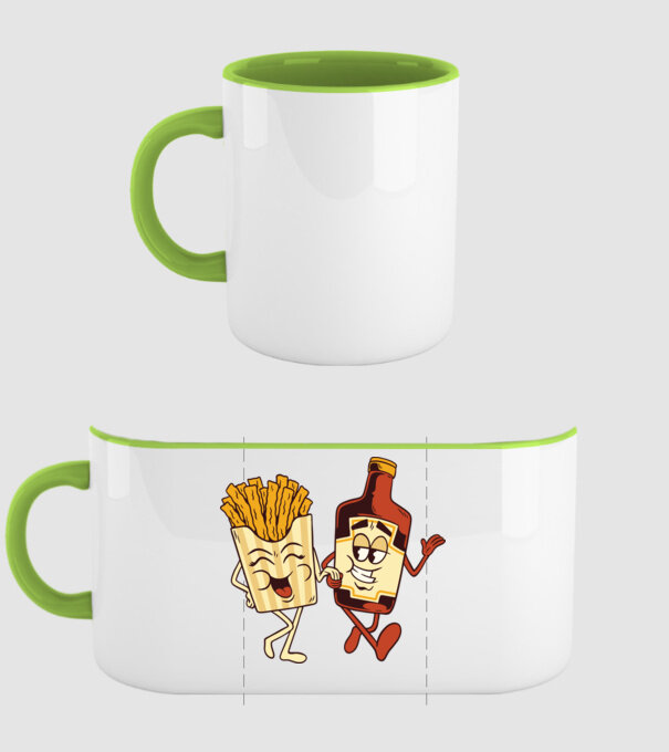 Ketchup + cartofi prăjiți model verde pe tricou