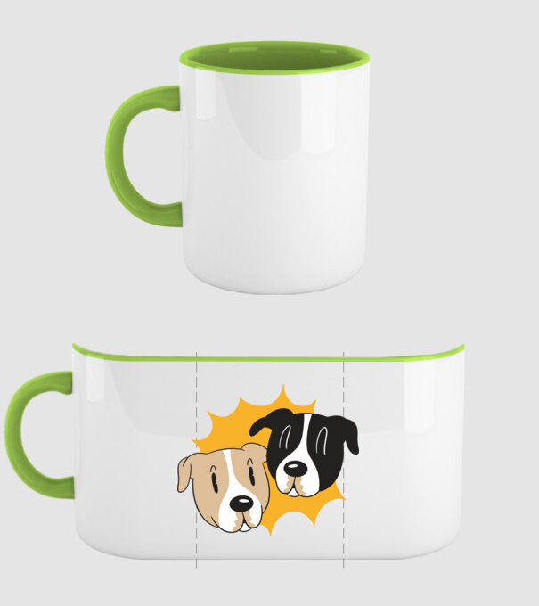 Capete de câini model verde pe tricou