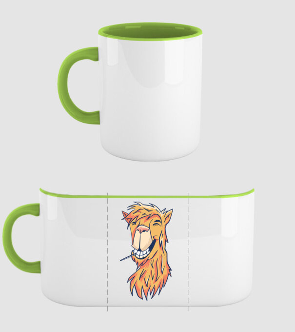 Cap de Lama model verde pe tricou