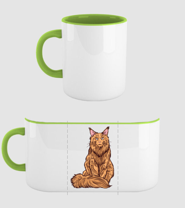 Pisică Maine Coon model verde pe tricou