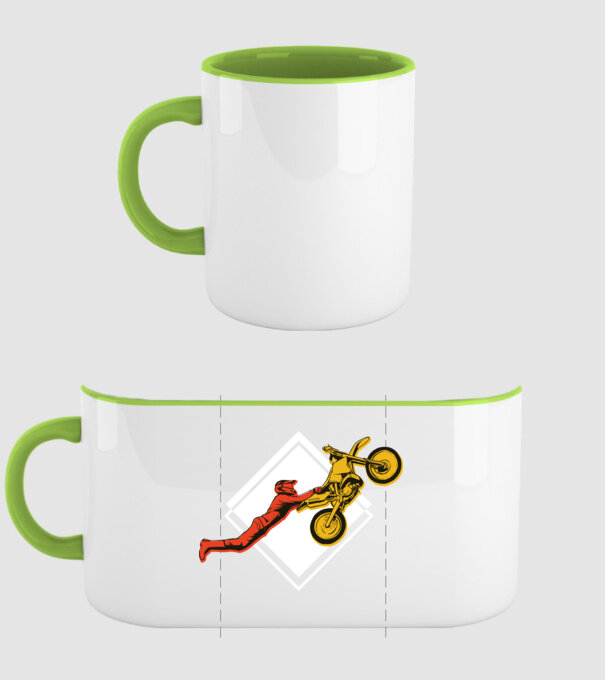 Săritură motocicletă model verde pe tricou