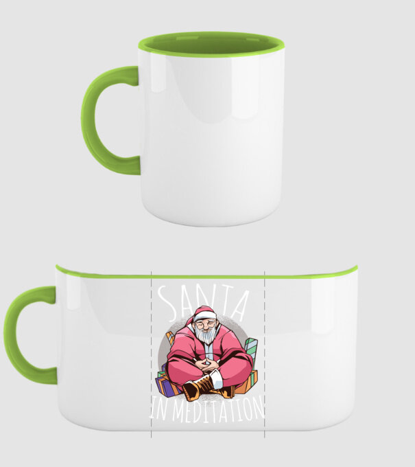 Santa Meditație model verde pe tricou
