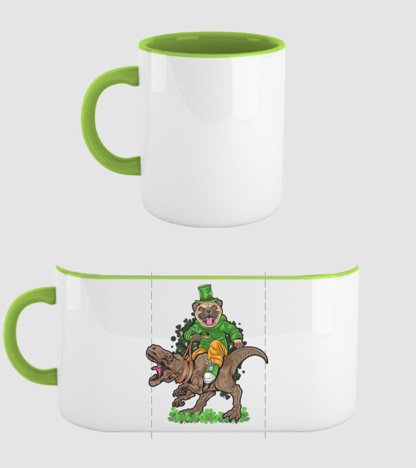 Sfântul Patrick Mops dinozaur model verde pe tricou