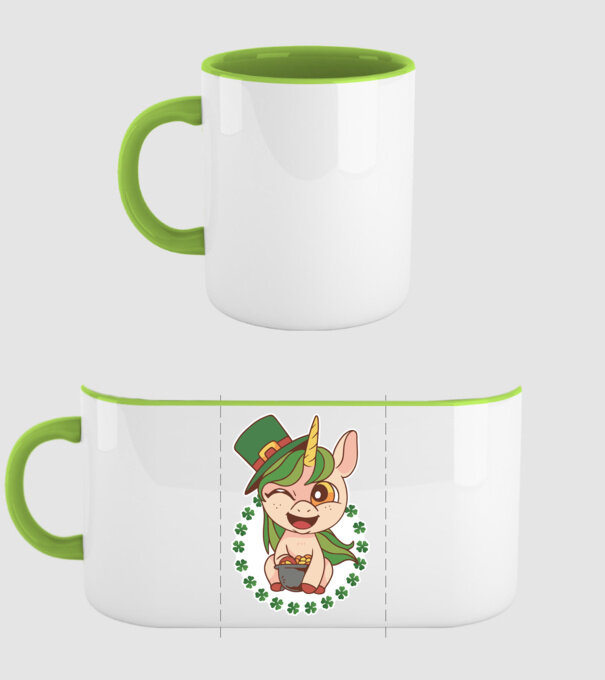 St Patrick Unicorn model verde pe tricou
