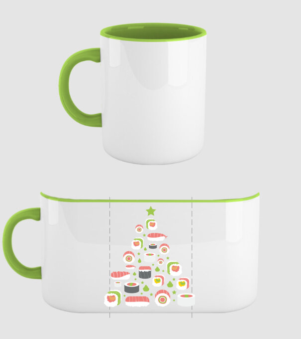 Pom de Crăciun Sushi model verde pe tricou