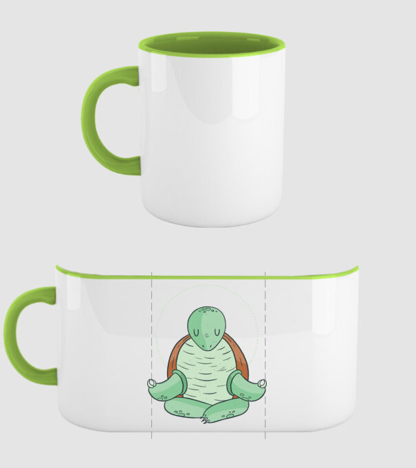 Broască țestoasă Yoga model verde pe tricou