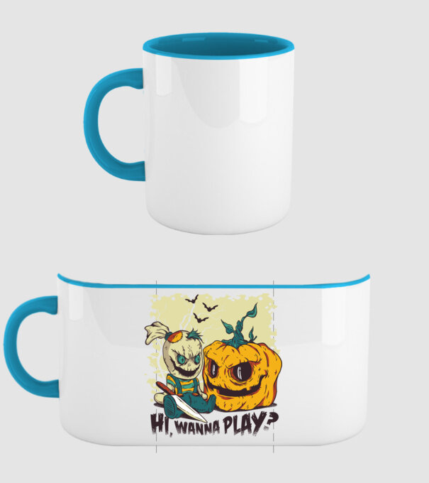 Vrei să te joci? Halloween model albastru deschis pe tricou