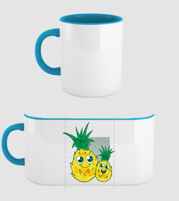 Familie Ananas model albastru deschis pe tricou