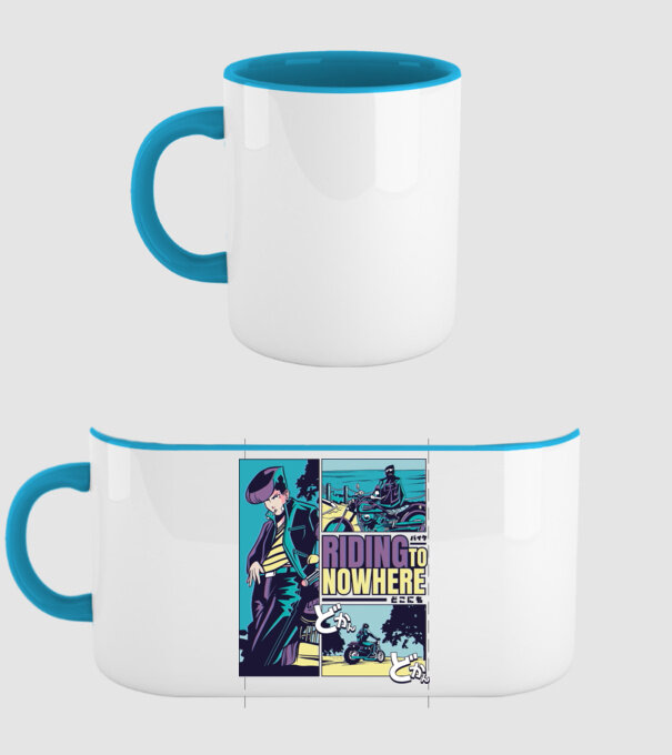 Anime Vaporwave Riding Nowhere model albastru deschis pe tricou
