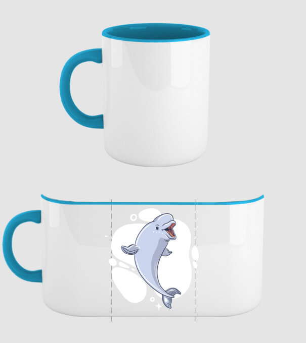 Balenă Beluga model albastru deschis pe tricou