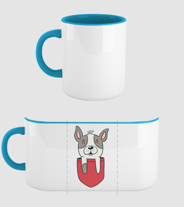 Buzunar pentru Bulldog francez drăguț model albastru deschis pe tricou