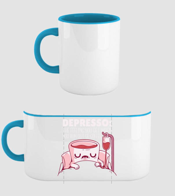 Depresso - Sentimentul când rămâi fără cafea model albastru deschis pe tricou