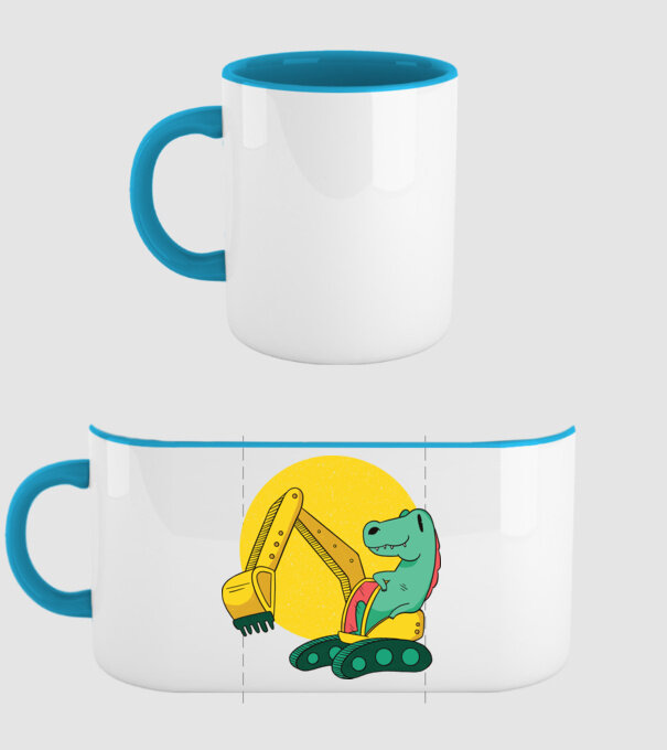 Excavator dinozaur model albastru deschis pe tricou