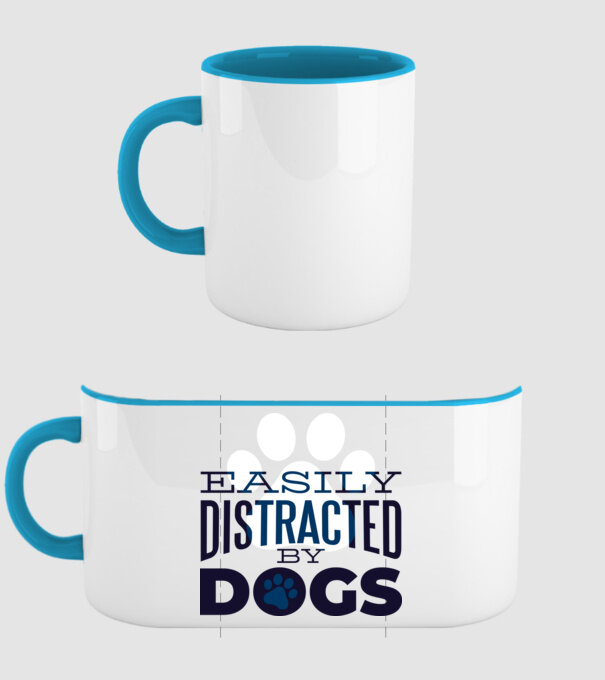 Easily Distracted By Dogs Tricou cu Câine amuzant model albastru deschis pe tricou