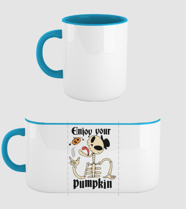 Enjoy your pumpkin Skeleton model albastru deschis pe tricou