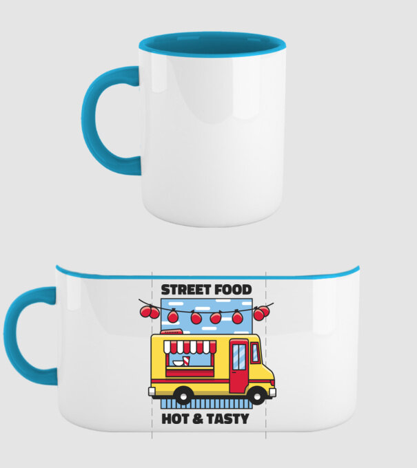 Foodtruck model albastru deschis pe tricou