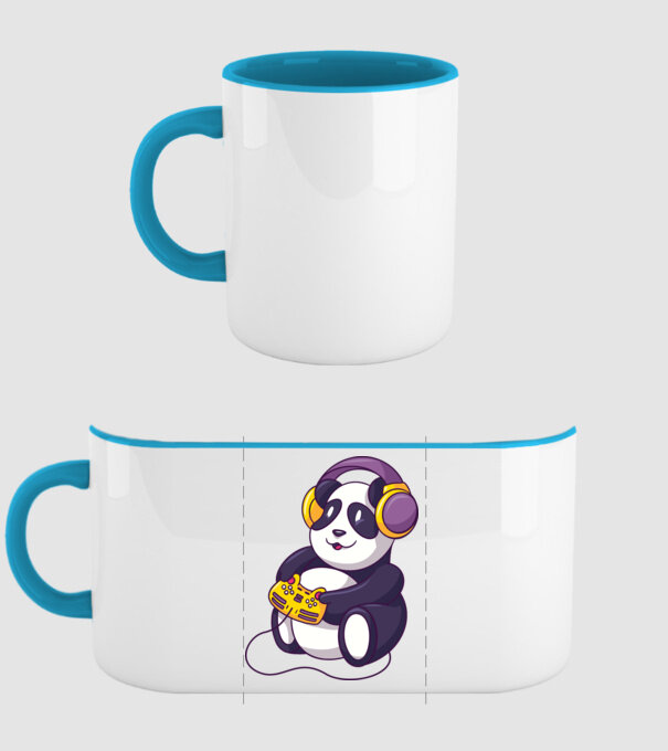 Gamer Panda model albastru deschis pe tricou