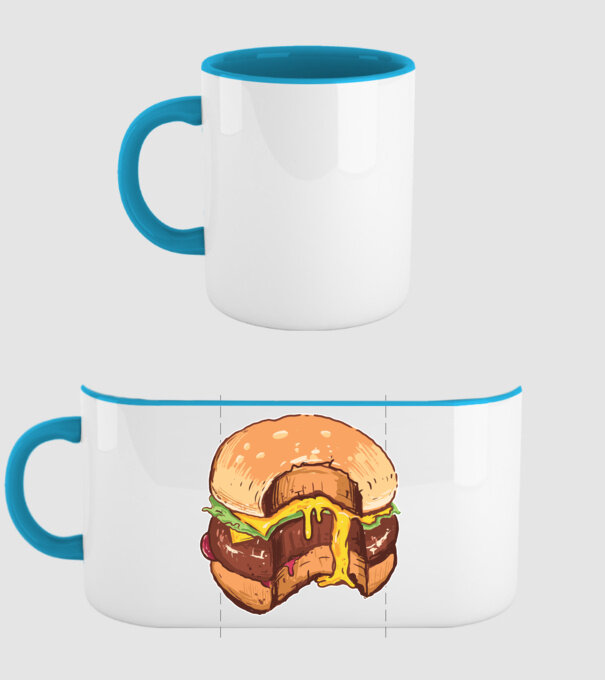 Hamburger model albastru deschis pe tricou