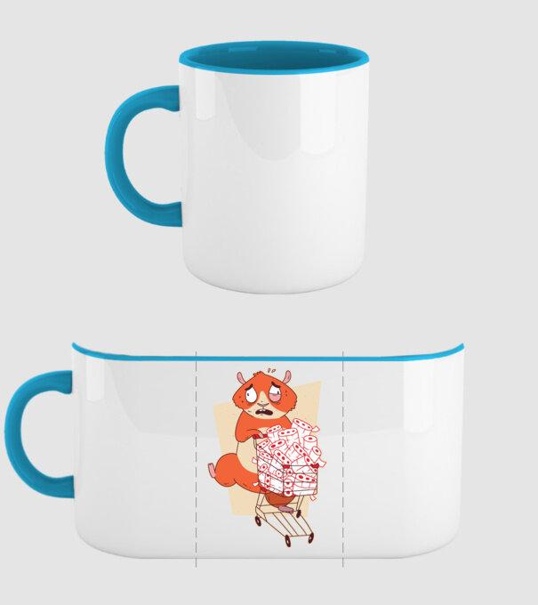 Hamster Panică cumpărături model albastru deschis pe tricou