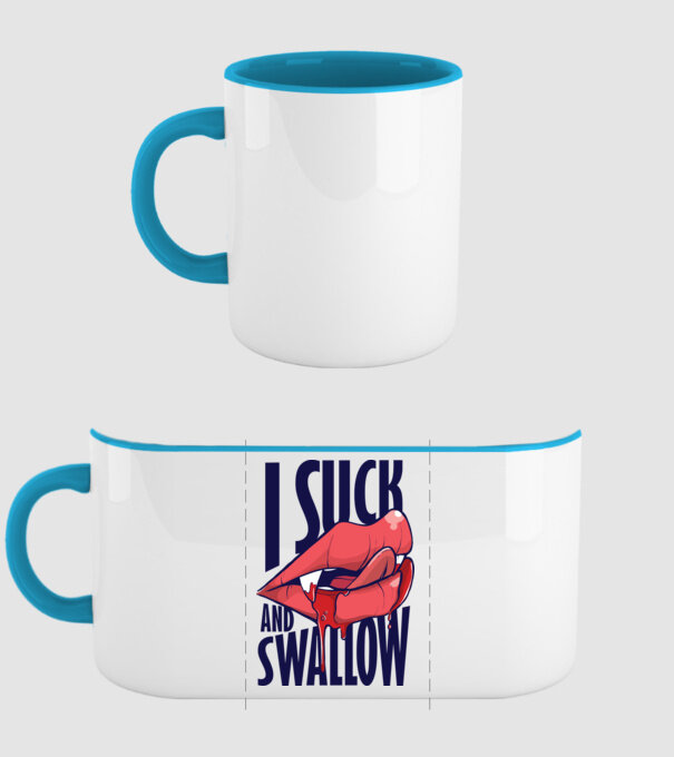 I suck and swallow Vampir model albastru deschis pe tricou