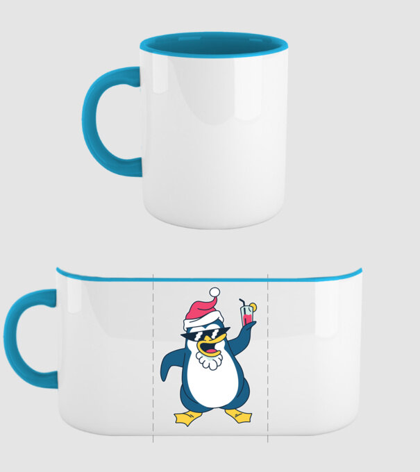 Pinguin de Crăciun model albastru deschis pe tricou