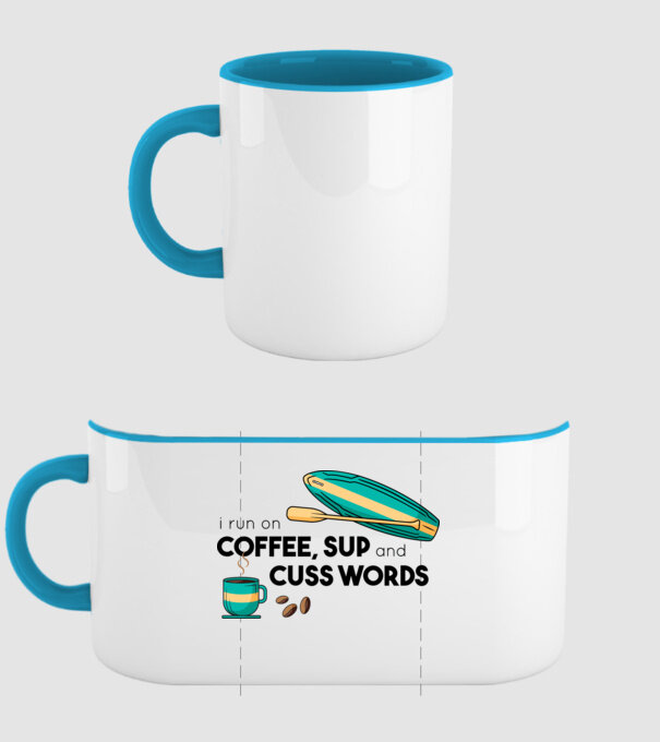Cafea și SUP model albastru deschis pe tricou