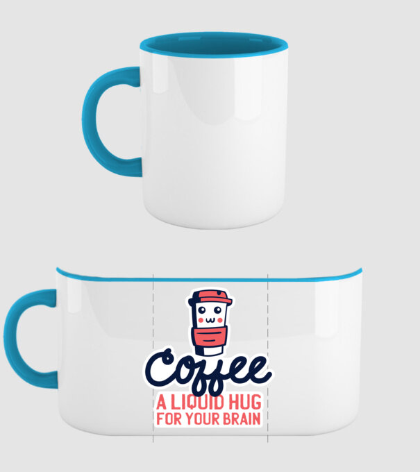 Cafea - o îmbrățișare lichidă pentru creier model albastru deschis pe tricou