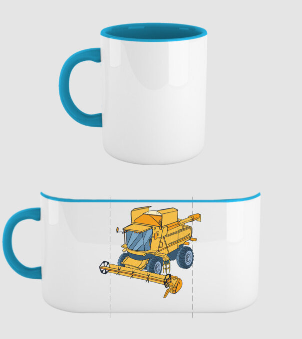 Combină agricolă model albastru deschis pe tricou