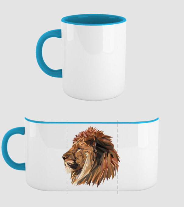 lion polygon model albastru deschis pe tricou