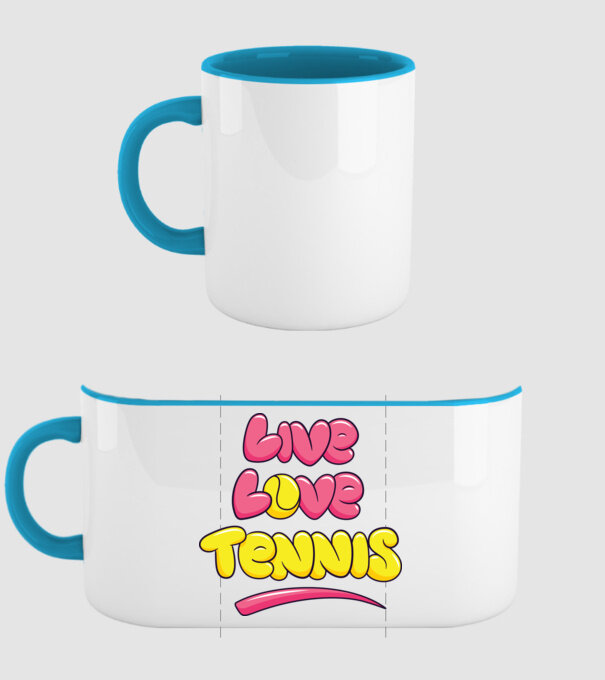 Live Love Tennis model albastru deschis pe tricou