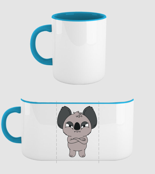 Koala Supărat model albastru deschis pe tricou