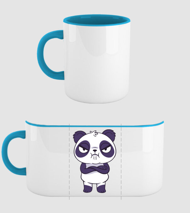 Panda furios model albastru deschis pe tricou