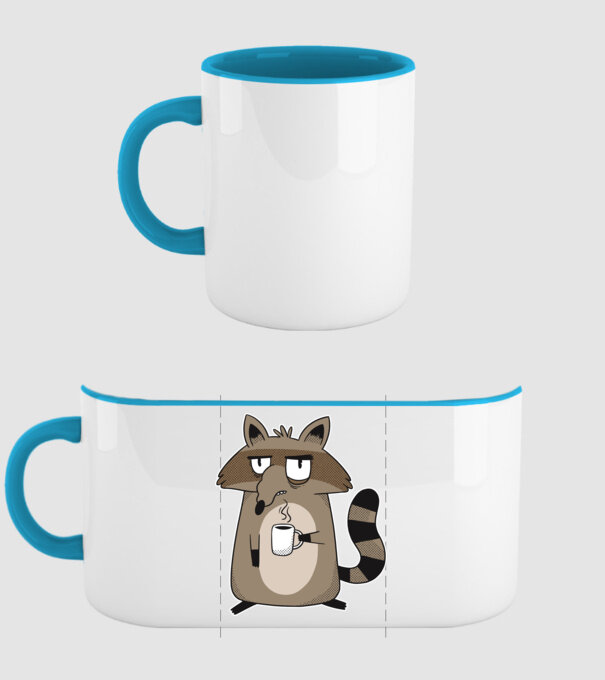 Raton cu cafea model albastru deschis pe tricou