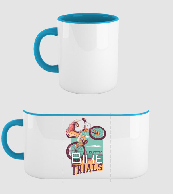 Truc Mountainbike model albastru deschis pe tricou