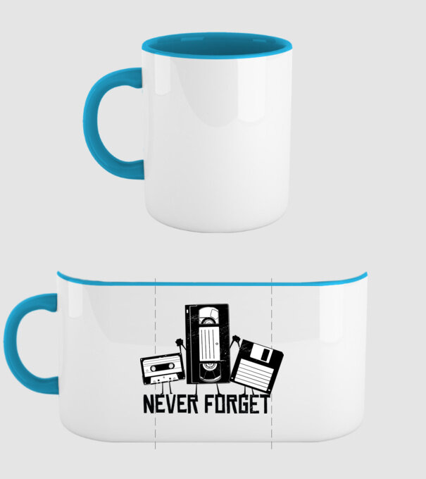 Never Forget model albastru deschis pe tricou