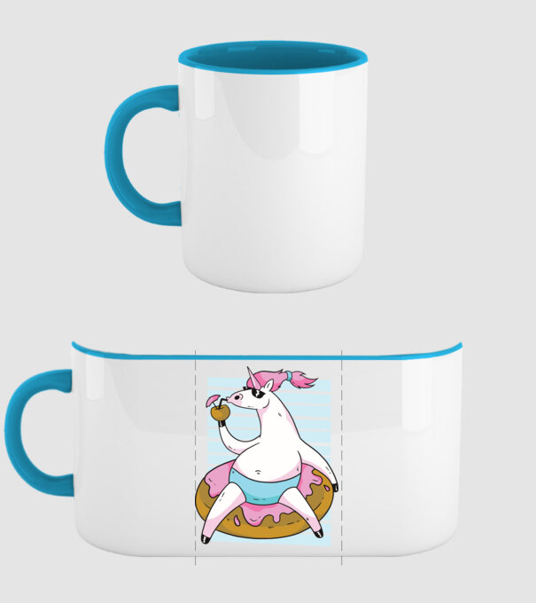 Unicorn în vacanță model albastru deschis pe tricou