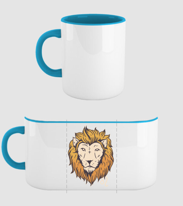 Lion head Horoscope model albastru deschis pe tricou