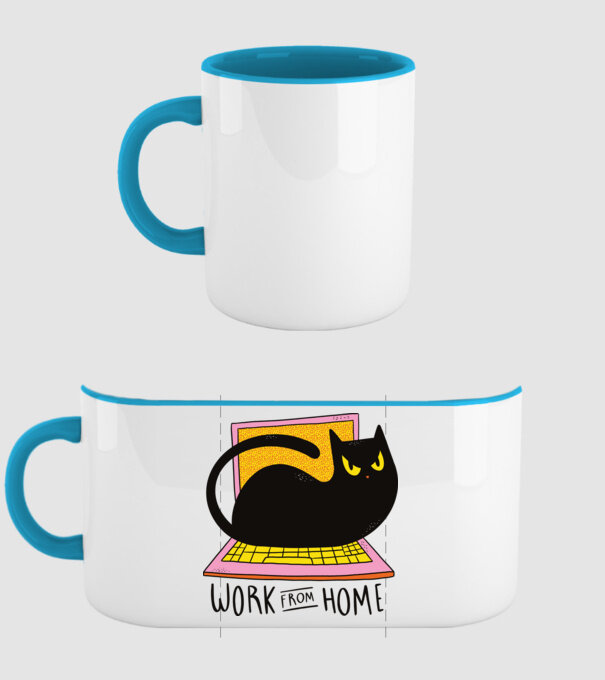 Home offfice cu pisică model albastru deschis pe tricou