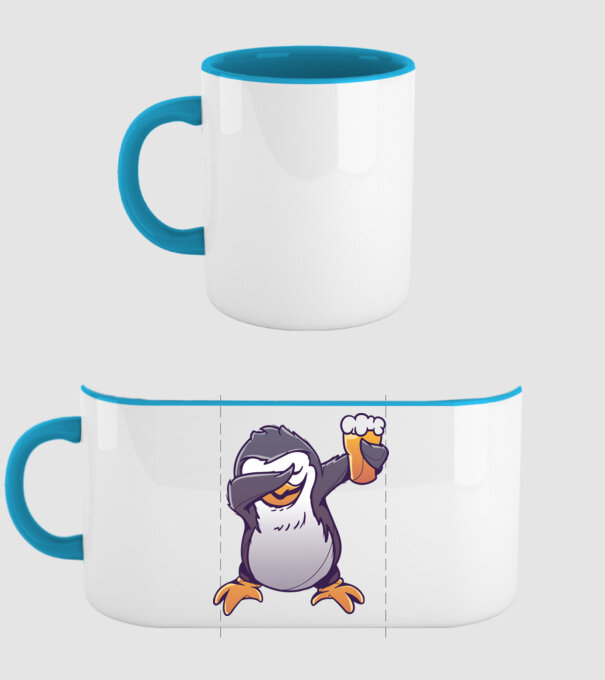 Pinguin cu Bere DAB model albastru deschis pe tricou