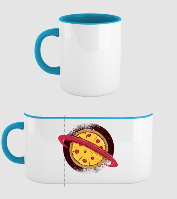 Pizza Planetă model albastru deschis pe tricou