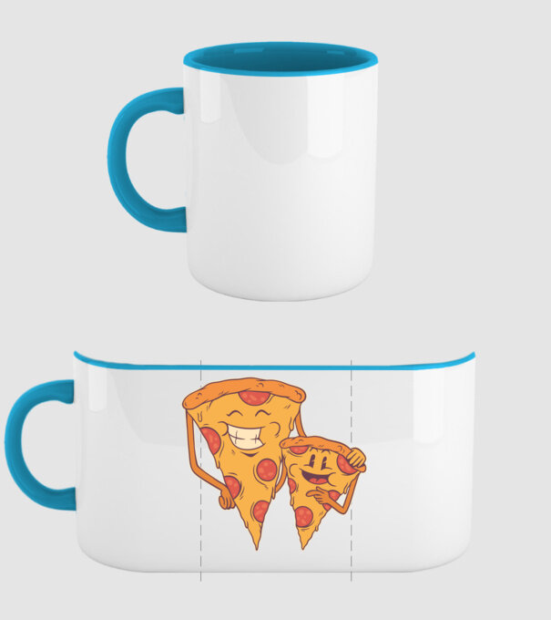Familie Pizza model albastru deschis pe tricou